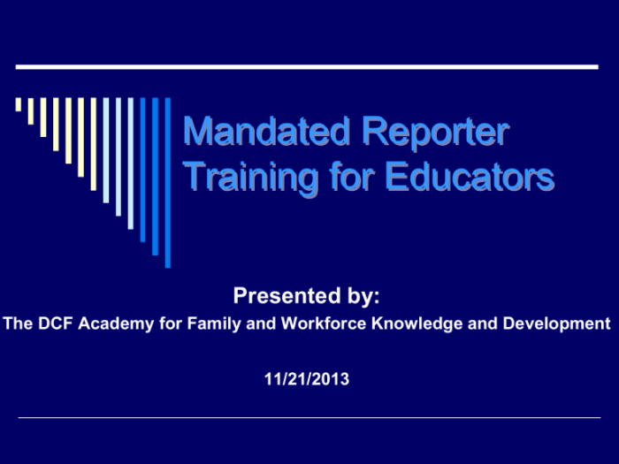 Reporter mandated training workshop 7th feb friday