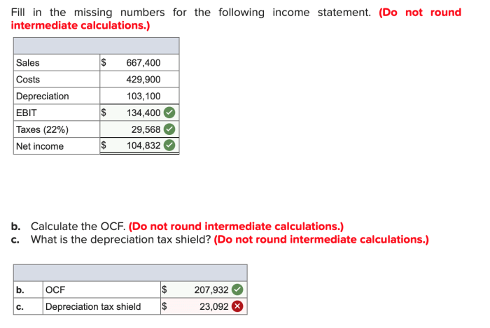 Intermediate calculations income statement chegg transcribed